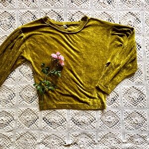 Free People We The Free Gold Crushed Velvet Shirt XS